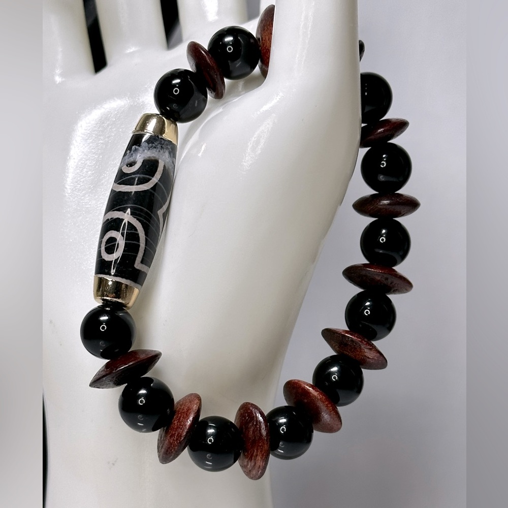 PARTNER’s PROTECTION- ONYX  STONES NATURAL BRACELET size 7”,